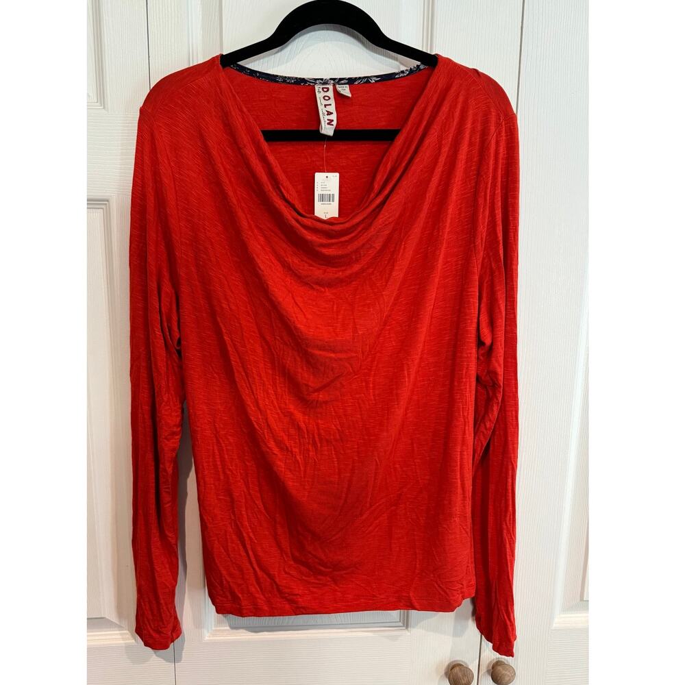 NEW Anthropologie Dolan Women's Red front drape Blouse